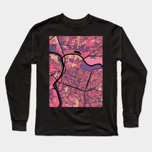 Sacramento Map Pattern in Purple & Pink Long Sleeve T-Shirt